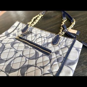 Authentic Coach ‘Poppy’ Quilted Denim Shoulder Tote